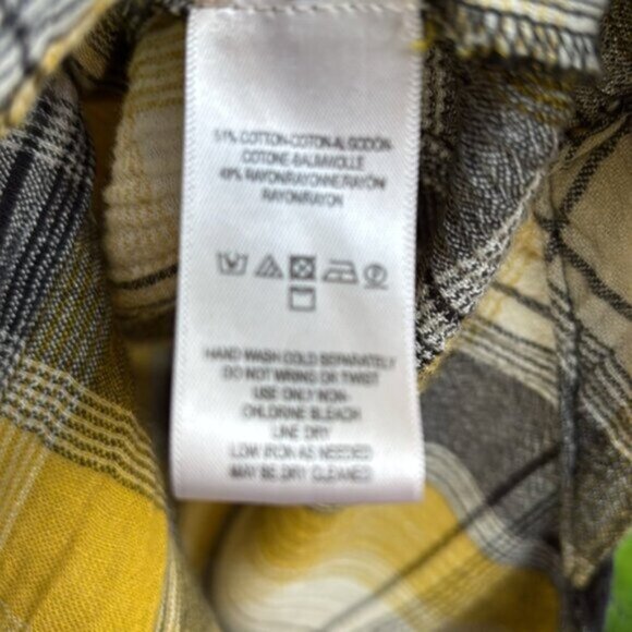 Anthropologie (XS/S) Maeve Checkered All Day Wear Yellow & Black Oversized Shirt - Picture 8 of 8
